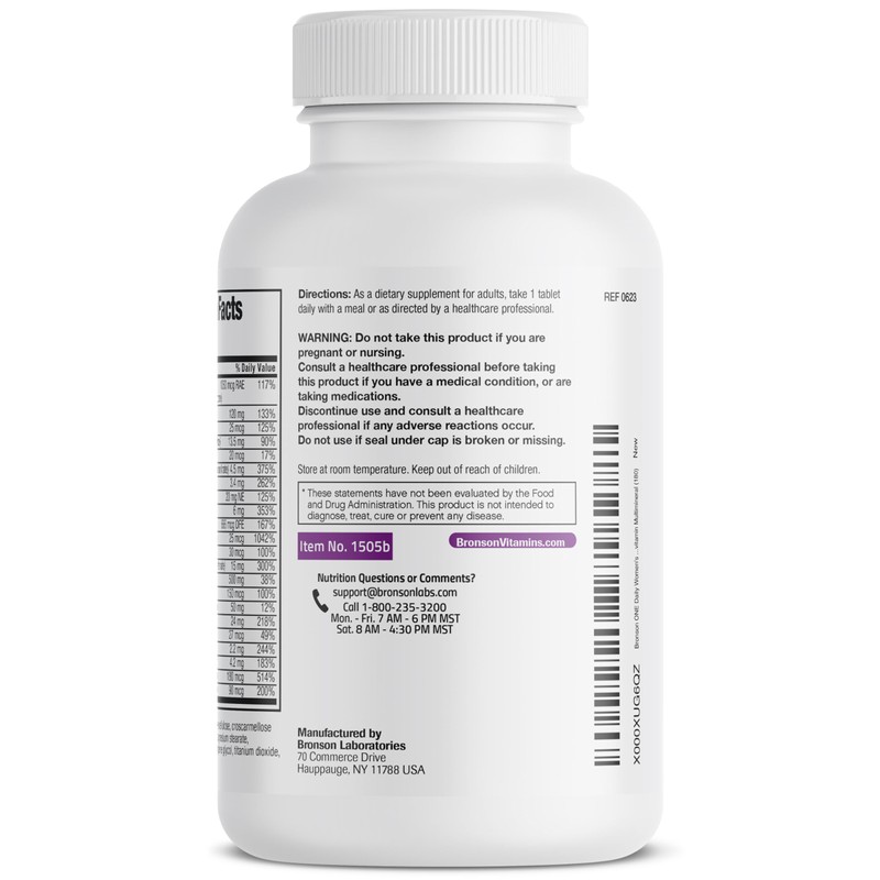 Bronson ONE Daily Women’s 50+ Complete Multivitamin Multimineral, 180 Tablets