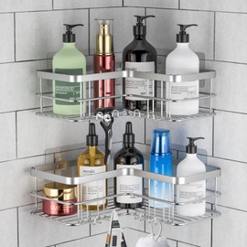 Stusgo Corner Shower Caddy 2-Pack, No Drilling Shower Organizer, Stainless Steel Corner Shelf for Bathroom Tub