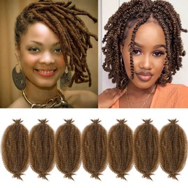 Marley Hair 10 Inch 7 Packs Brown Marley Twist Braiding Hair for Soft Faux Locs Crochet Hair Pre Separated Springy Afro Twist Hair Cuban Twist Hair Pre Fluffed Spring Twist Hair Extensions(10",30#)