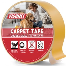 YISUMEI Carpet Tape Double-Sided Extra Strong Carpet Tape for Flooring Easy to Use and Residue-Free 50 mm x 25 m