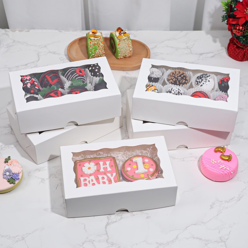 TEMLQPACK 25pcs 7x4.3x2 Inches White Chocolate Covered Strawberries Cookies Cakesickle