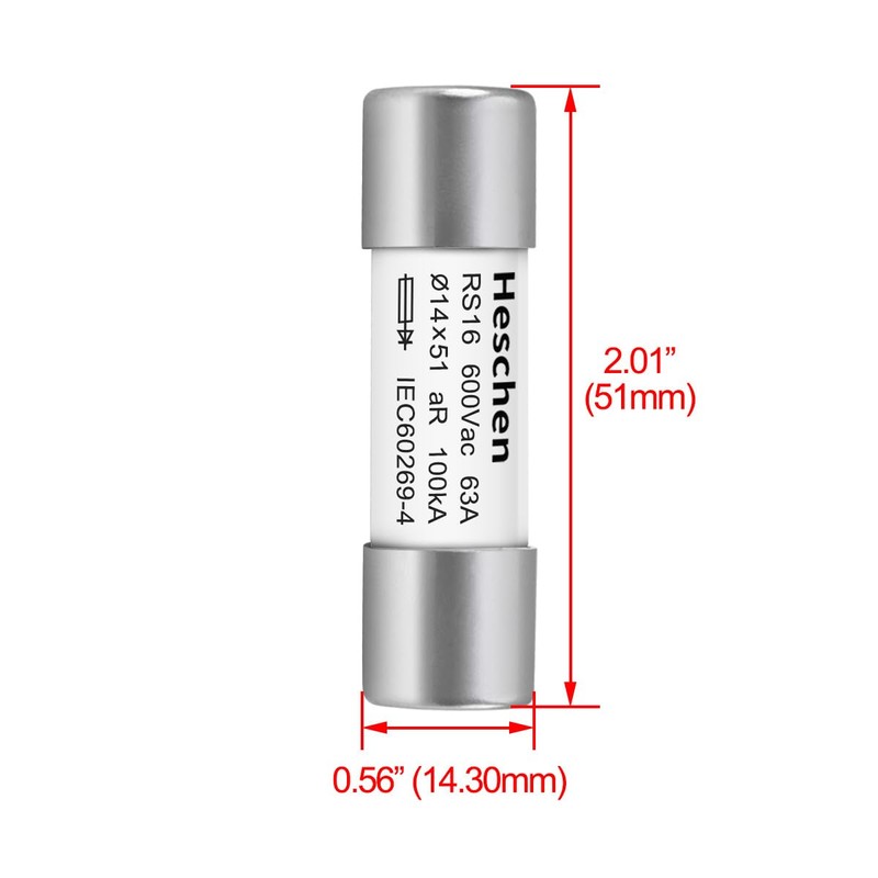 Heschen Cylindrical Ceramic Tube Fuse, RS16, aR Type, 14 x