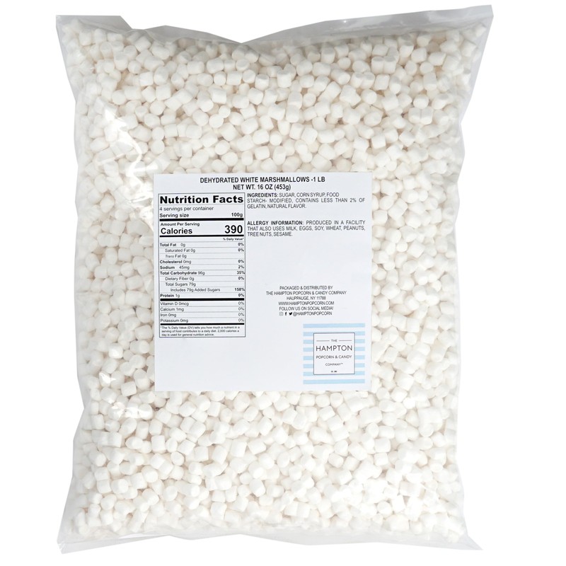 Dehydrated Marshmallows, 1 Pound Bulk Bag Mini Marshmallows, The Hampton