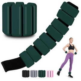 Polainas para Tobillos y Muñecas,2pcs Pesas Tobillo de 0.5 Libra Ajustables,Munequeras con Peso de Silicona para Ejercicio,Footing,Yoga,Pilates,Bailando y Entrenamiento de Fuerza (Verde, 2 * 0.5LB)