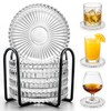Glass Coasters for Drinks Set of 5 with Holder