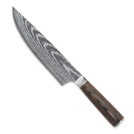 GreenPan x Bobby Flay 8" Chef's Knife with Sheath, Premium Stainless Steel Blade, Precision Cutting Kitchen Tool, Ultra-Sharp Cutlery, Hand Finished Ergonomic Wood Handle, Damascus Steel Design