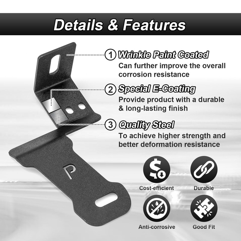 ROMELACK Hood Mount Brackets Ditch Light Pods Bracket No Drilling