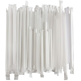 Disposable Plastic Drinking Straws - Individually Paper Wrapped (Clear, 500)