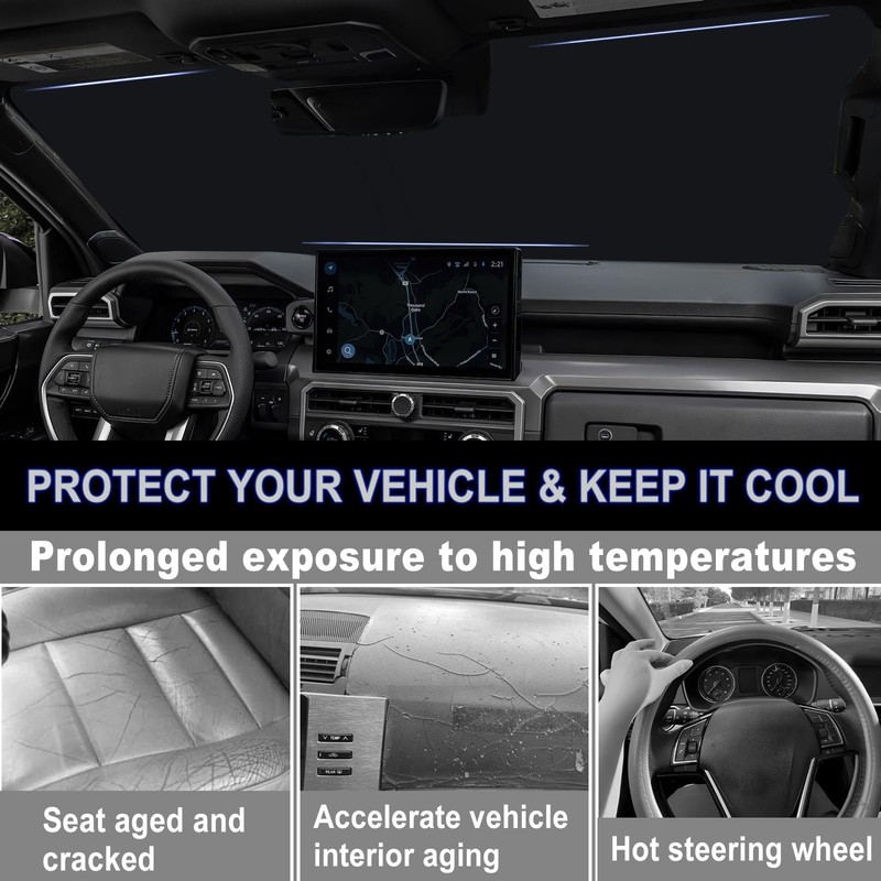 Windshield Sun Shade for 2024 2025 2026 Toyota Tacoma Accessories