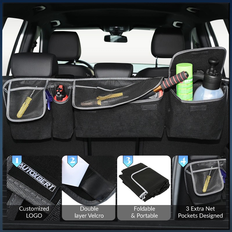 AUTOXBERT Car Trunk Back Seat Cargo Holder Hanging Organizer 7