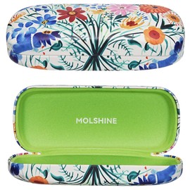 molshine Hard Shell Sunglasses Case, Portable Large Glasses Case with Cloth for Women Men Travel Work, Yellow flower