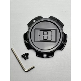 Level 8 Gloss Black Wheel Center Cap W/Screws 6501L125 S1905-03
