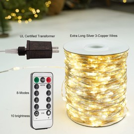 RESNICE 660FT Extra Long Fairy Lights Plug in 2000 LED Silver Wire Outdoor Waterproof LED String Lights with Remote for Living Bed Room, Backyard, Patio, Garden, Porch, Christmas Tree