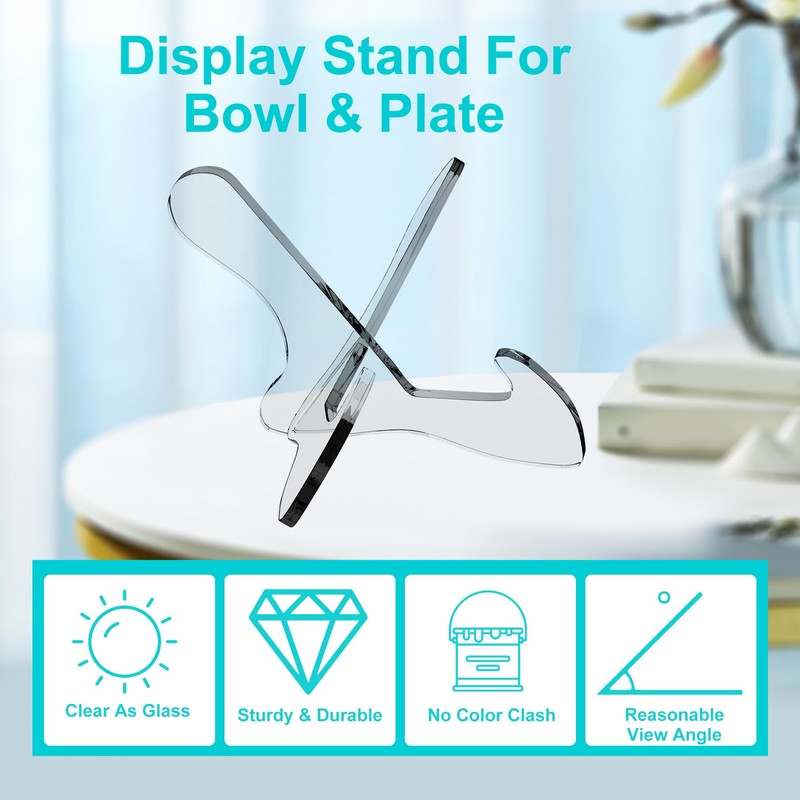 Boloyo "X Shape Acrylic Plate Display Stand, 6.5 Inch 1PC