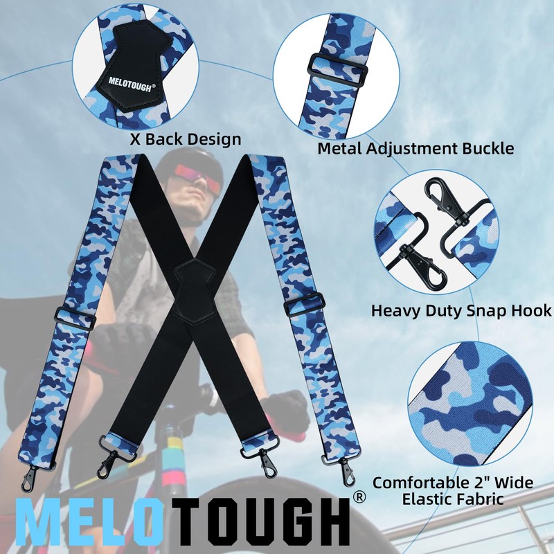 MELOTOUGH Men Suspender 2 Inch Wide Camouflage Suspender Heavy Duty