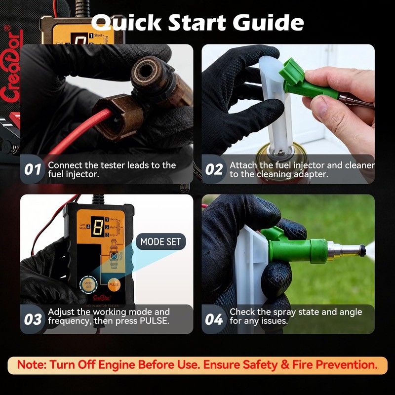 Creator Fuel Injector Testing and Cleaning Tool Kit, 8 Pulse