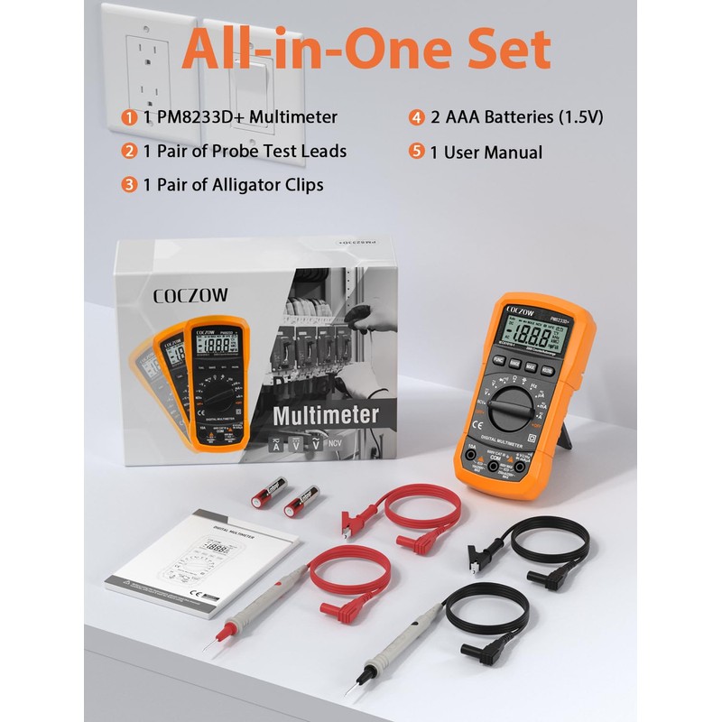 COCZOW Multimeter Digital Multimeter Voltage Tester Volt Meter Ohmmeter Ammeter