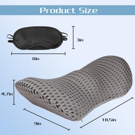 Dexspoeny Lumbar Support Pillow with Black Eye Mask,Lumbar Support Pillow for Car,Lumbar Support Pillow for Office Chair,Lower Back Support Pillow,Chair Back Support,Lumbar Pillow for Bed-Gray