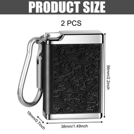 Pack of 2 Pocket Ashtrays for Travel, Travel Ashtray, Mini Mobile Ashtray, Metal with Key Holder for Camping, Smoking Indoor or Outdoor Use (Black + Silver)