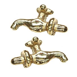 MyTinyWorld Pair of Dolls House Miniature 1:12th Scale External Brass Taps