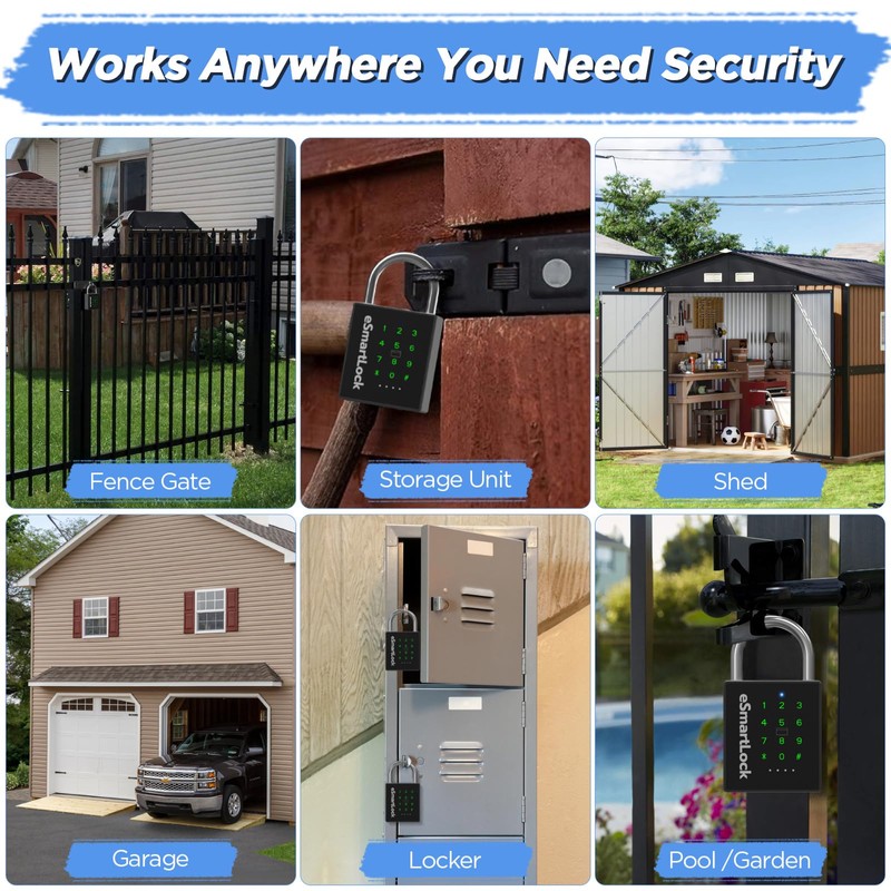 Heavy Duty Smart Padlock,Outdoor Combination Padlock with Key Code RFID