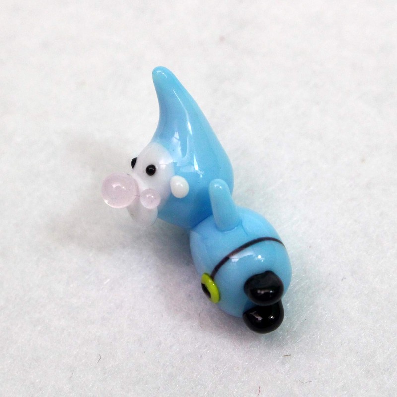Folkart Cute Handmade Glassware Snow White 7 Dwarfs Light Blue
