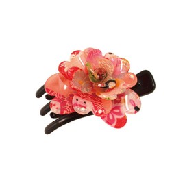 Noren Hair Clip (3 Prong Clip - Flower/Red) Hair Accessory, Hair Closure, Japanese Style, For Bundled Hairs, School Entrance Ceremonies, Graduation Ceremonies, Parties, Recitals, Graduation