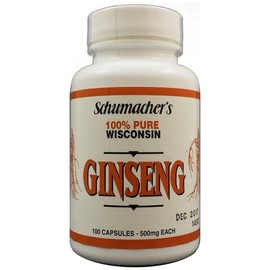 American Ginseng Capsules, 100% Pure Wisconsin Ginseng, 500mg, 100 Capsules - Best Ginseng Supplement, Pure Potent Wisconsin Ginseng Roots by Schumacher Ginseng