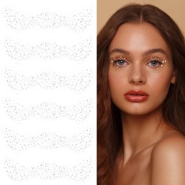 BHSTTNIXP 6 PCS Silver Glitter Freckles Face Tattoo,Waterproof Freckle Stamp,Face Glitter Stickers, Sparkle Temporary Tattoo Music Rave Festival Accessories for Women Girls