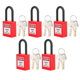 5 Sets Lockout, Engineered Dustproof Security Lock Out Padlocks Lock 38mm Nylon Off Kit for Padlock Industrial SiteYellow (Red)