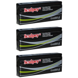 Sculpey III Oven Bake Clay, 8 Ounces, Pack of 3, Black