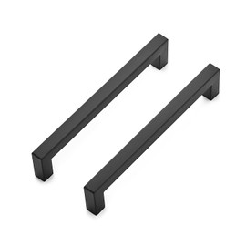 Ravinte 5 Pack 6-1/4 Inch Square Cabinet Handles - Matte Black Stainless Steel Drawer Pulls - Kitchen Hardware