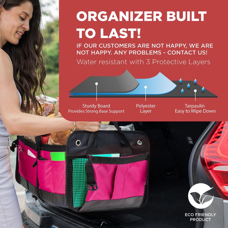 TRUNKCRATEPRO Pink SUV and Jeep Trunk Organizer - Premium Adjustable