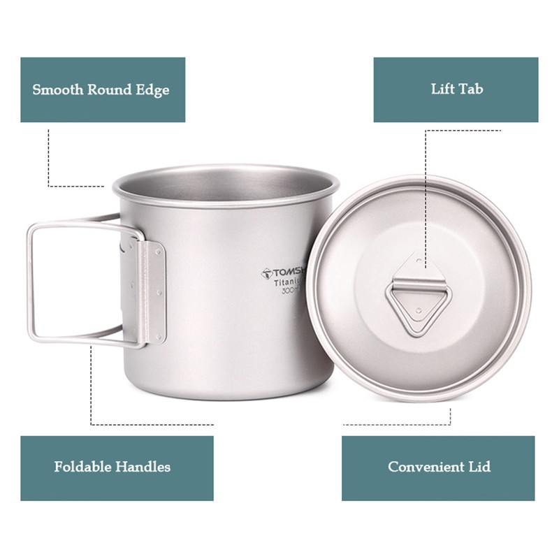 TOMSHOO Ultralight Titanium Cup Outdoor Portable 2PCS Cup Set 420ml