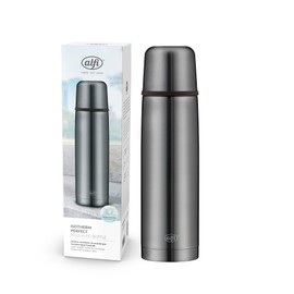 alfi ISOTHERM PERFECT AV 750 ml, cool grey mat, Isolierflasche aus Edelstahl mit Trinkbecher, absolut dicht mit Automatikverschluss, zerlegbar, hält 12 Stunden warm, ohne Fingerabdrücke, BPA-frei