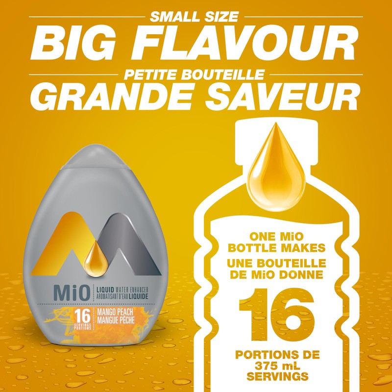 MiO Mango Peach Liquid Water Enhancer, 48mL/1.6oz, Imported from Canada}