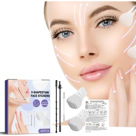 Cinta de Estiramiento Facial, 40 Unidades, Pegatinas Invisibles en V Lifting Facial, Reducción de Arrugas, Estiramiento de Piel, Cinta Fina Facial