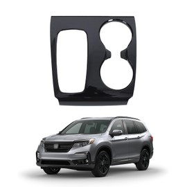 Gear Shift Panel Cover for Honda Pilot 2016-2020/ Honda Ridgeline 2017-2020, Gear Shift Knob Console Panel Trim, ABS Center Console Cup Holder Frame Anti-Scratch Protector Accessories (Glossy Black)