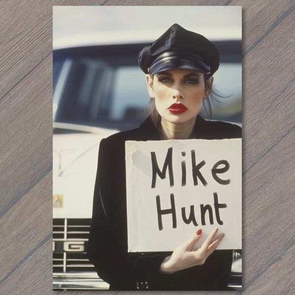 PaperMadDogScar POSTCARD Gag Name Mike Hunt My C**t Funny Limo