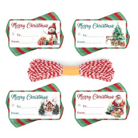 80Pcs Christmas Gift Tags with Strings, Christmas Tags for Gifts, Christmas Tags, Christmas Holiday Labels for Gifts, Christmas Stickers, Christmas Gift Tags Stickers, Christmas Name Tags for DIY