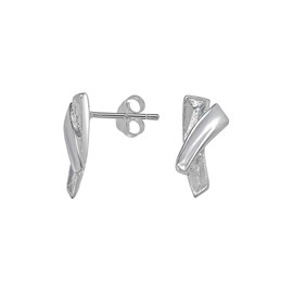 Cassini Women's Stud Earrings in X-Design, Earrings Made of 925 Silver, Polished & Brushed, High Quality 3OAT, Sterling Silver