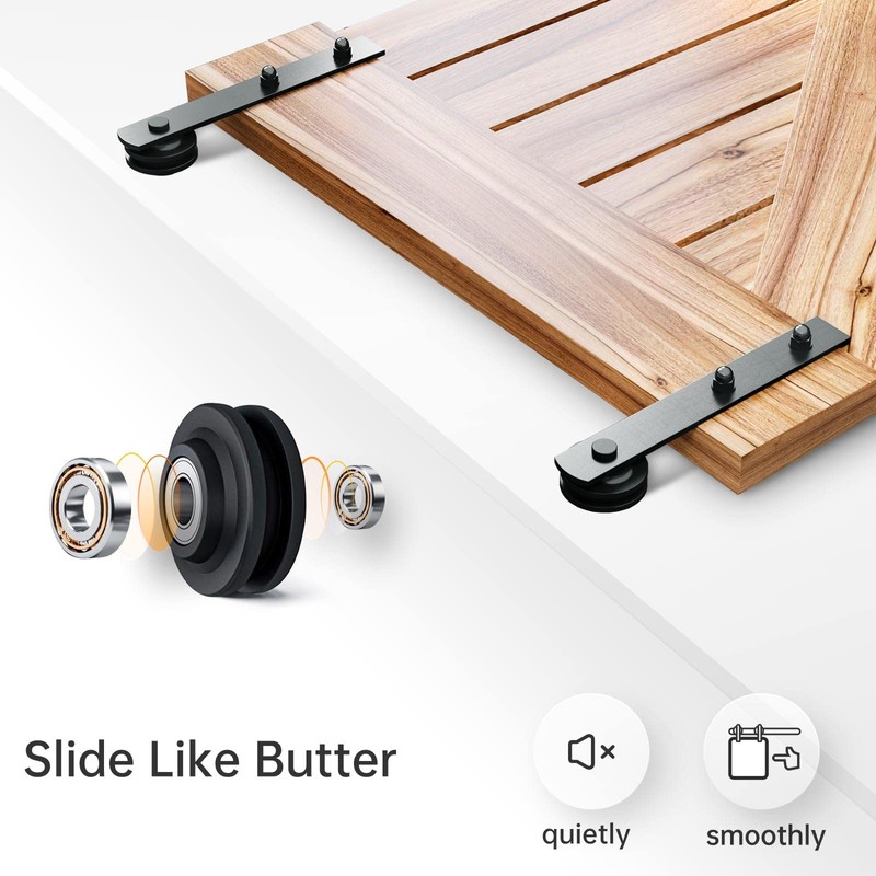 EaseLife 7.5FT Bypass Double Sliding Barn Door Hardware Kit,Single Track,