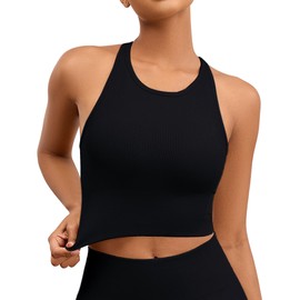 AegisChic Tank Top with Built-in Bra for Women Longline Sports Bras Workout Yoga Tank Tops Racerback