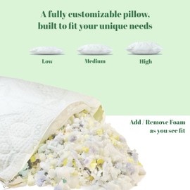 Sacred Thread Memory Foam Pillow, Adjustable Firmness, Soft, Aloe Infused - Cooling Bed Pillows for Sleeping - Back, Stomach, Side Sleeper - Rayon Cover, Machine Washable