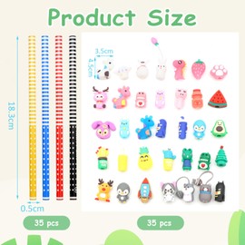 BORISCA 35 PCS Cartoon Animal Pencils + 35 PCS Cute Pencil Toppers, Colourful Animal Kids Pencils Surprise Pencils for Kids Party Bags with Animal Designs, Class Rewards, Birthday, Holiday Gifts