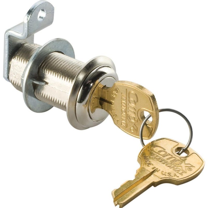 1-3/16" Long Cylinder Lock - Antique brass, keyed alike