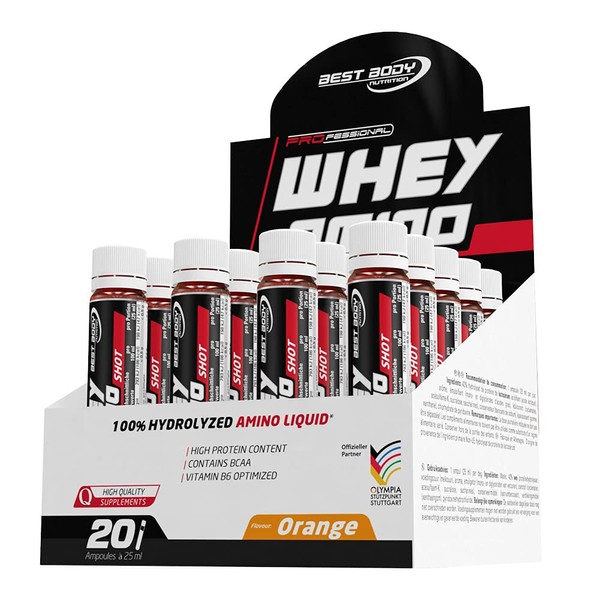 Best Body Nutrition Professional Whey Amino Shot - Orange - 20 Ampullen à 25 ml pro Karton - 500 ml