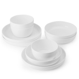 Mikasa Delray Bone China Lightweight Chip Resistant 9 Piece Dinnerware Bowl Set, Service for 3, White