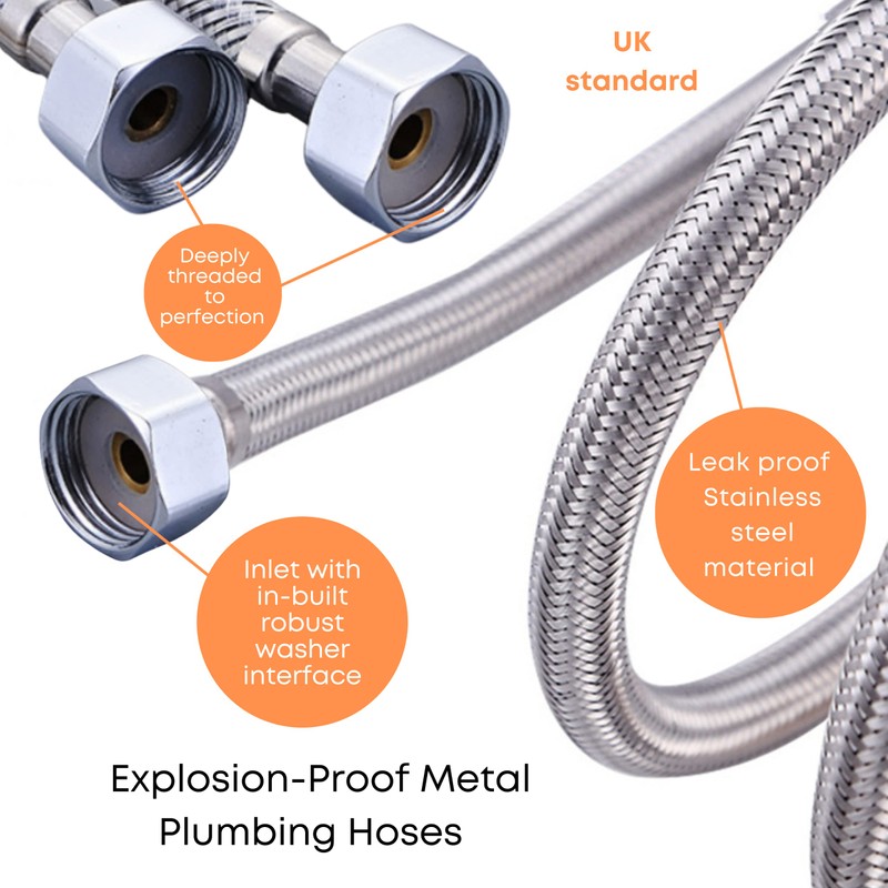 TradeProvider® Flexi Pipes for Taps (2pcs/pack)Kitchen Tap Connector 10M x1/2