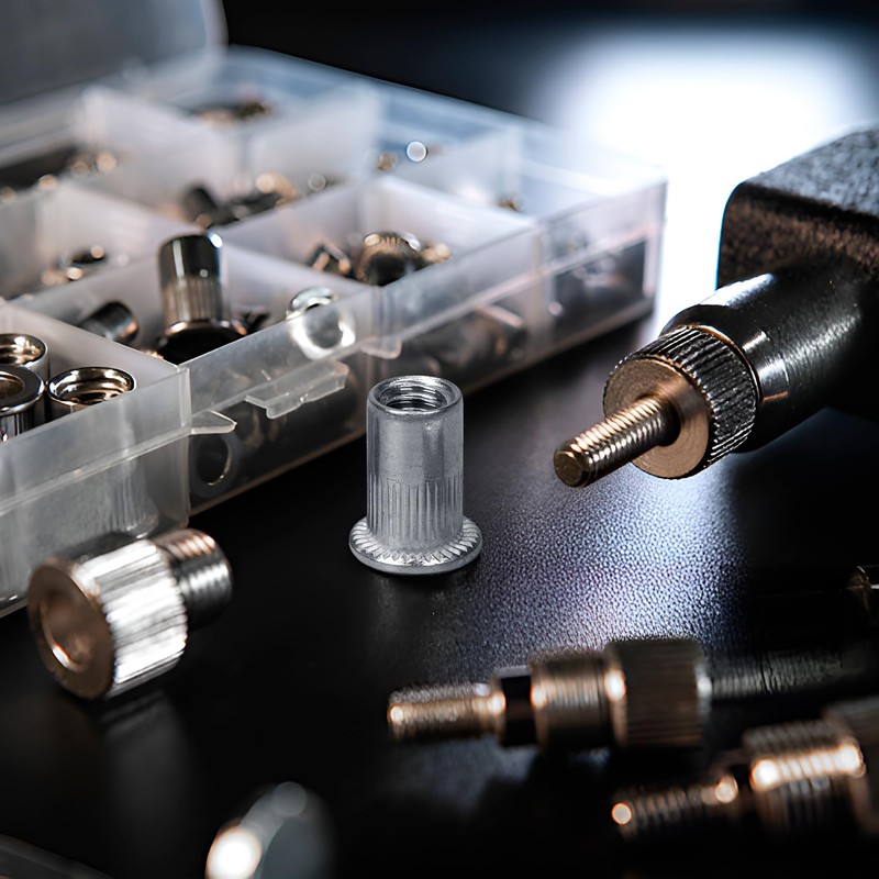 SmallCat 100 Pcs 1/4-20 Aluminum Rivet Nuts, Flange UNC Flat